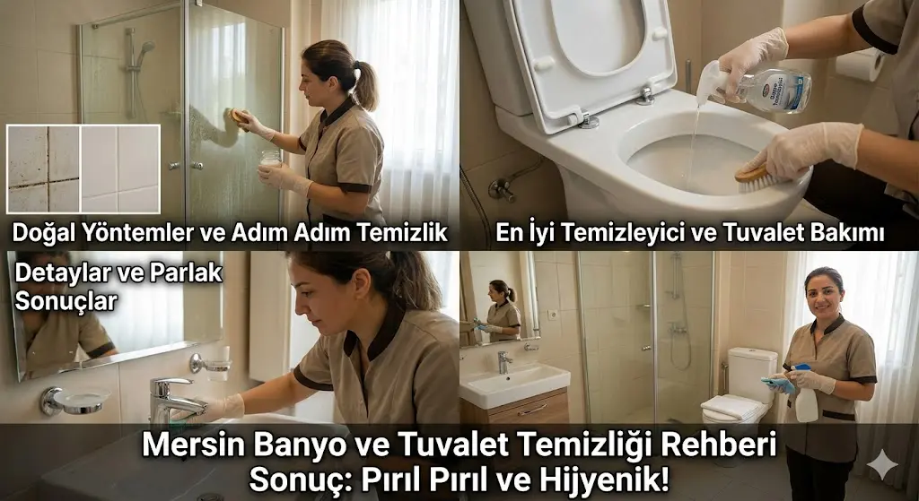 Mersin banyo ve tuvalet temizliği rehberi, adım adım doğal temizlik yöntemleri ve pırıl pırıl banyo sonuçları.